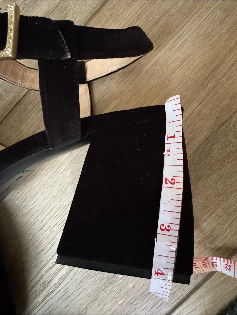 Nodaleto Black Velvet Platform Sandals Crystal Buckle EU 40 | New Without Box